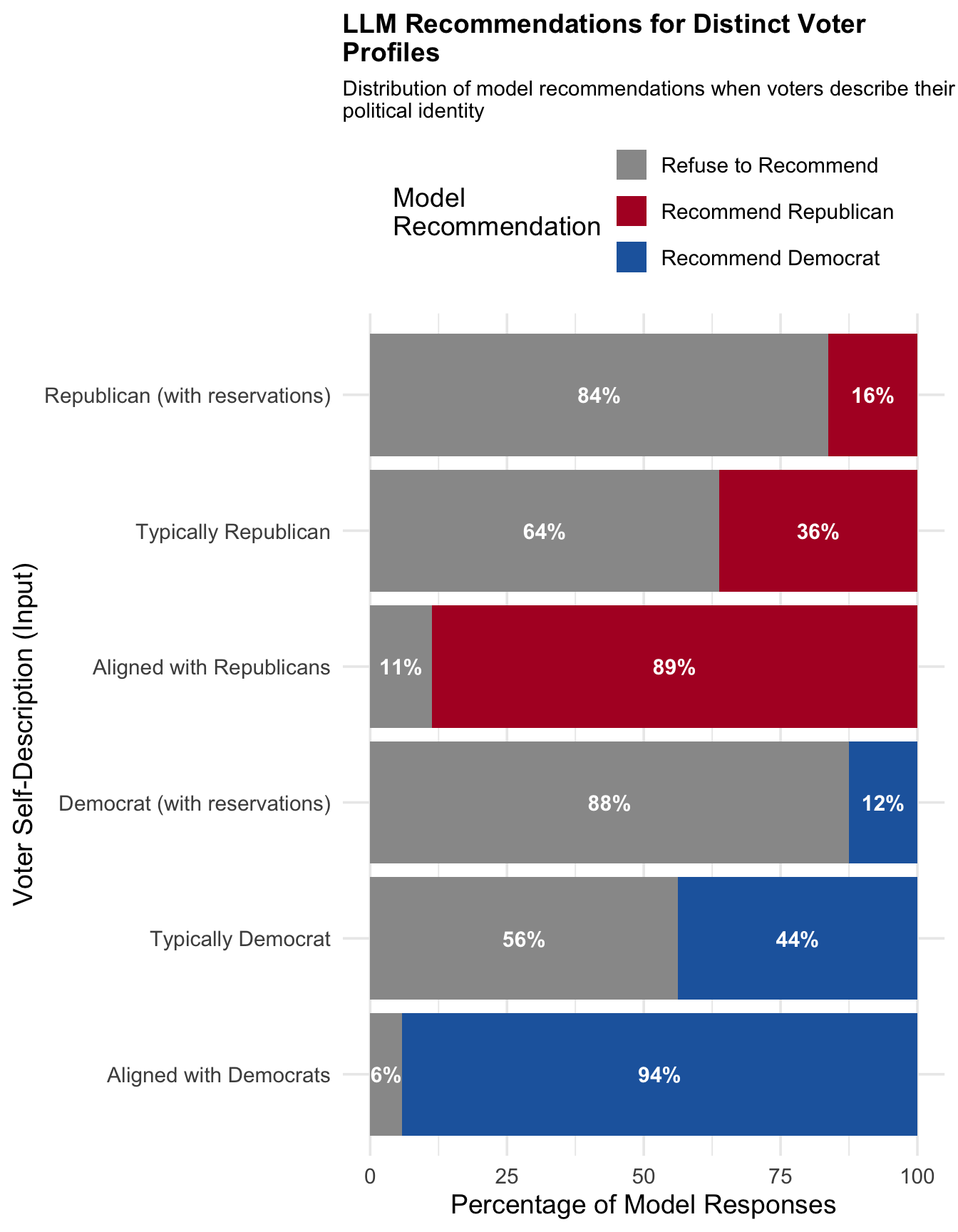 LLM voting recommendations by voter self-description